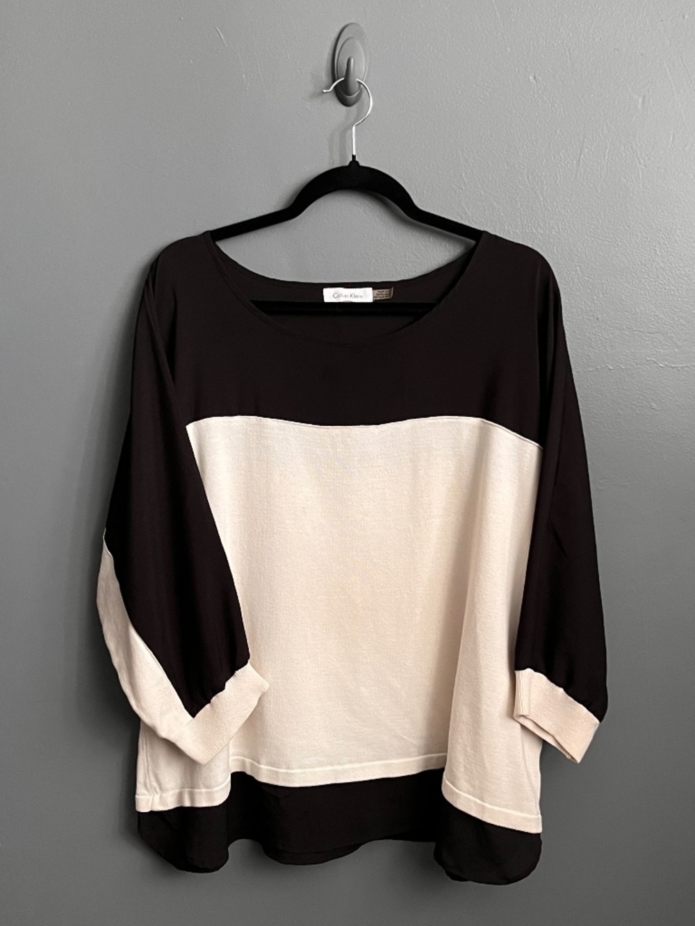 Calvin Klein Black & Ivory Colour Block Tunic Top 2X